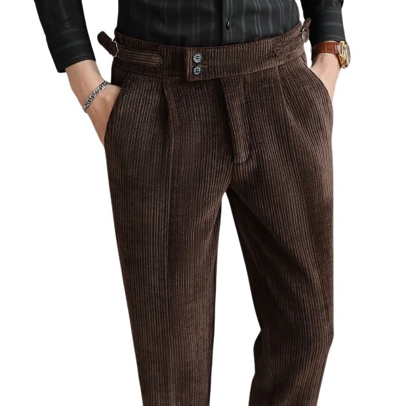 pantalon tailleur côtelé, pantalon homme élégant, pantalon homme texturé, pantalon de costume confortable, pantalon côtelé homme