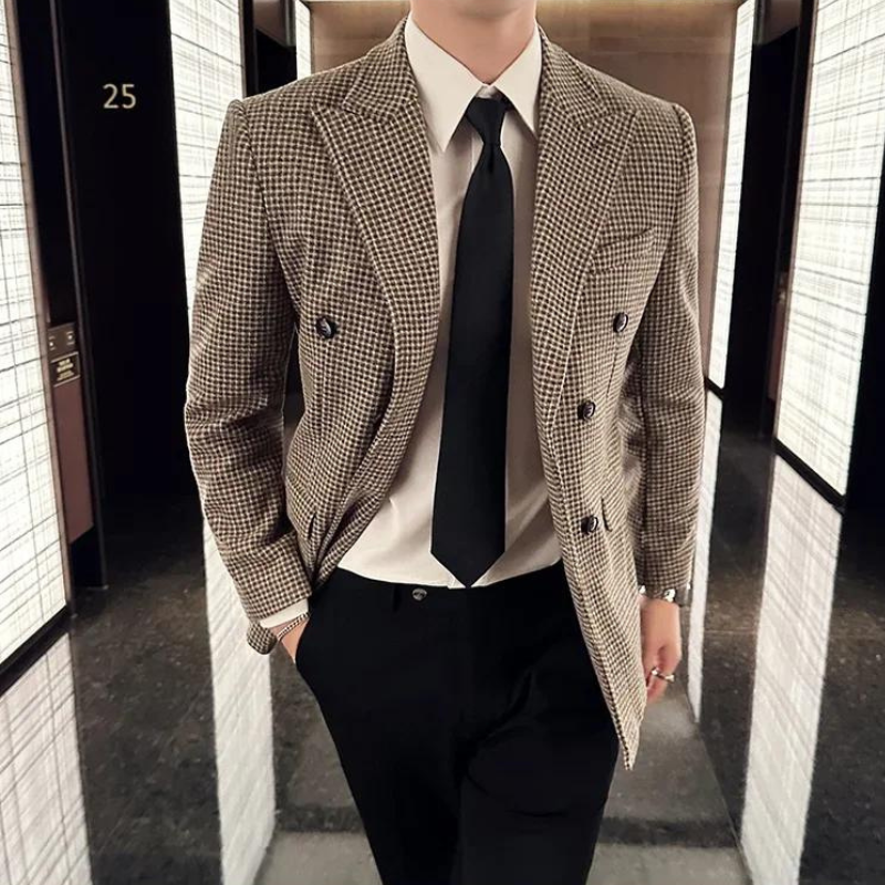 Veste Homme Style Britannique, Veste Croisée Élégante, Veste Homme Hiver Slim Fit, Blazer Homme Luxe, Veste Formelle pour Homme