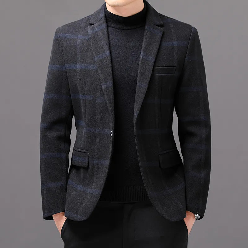 veste homme carreaux, veste homme élégante, veste homme décontractée chic, veste homme coton polyester, blazer homme à motifs