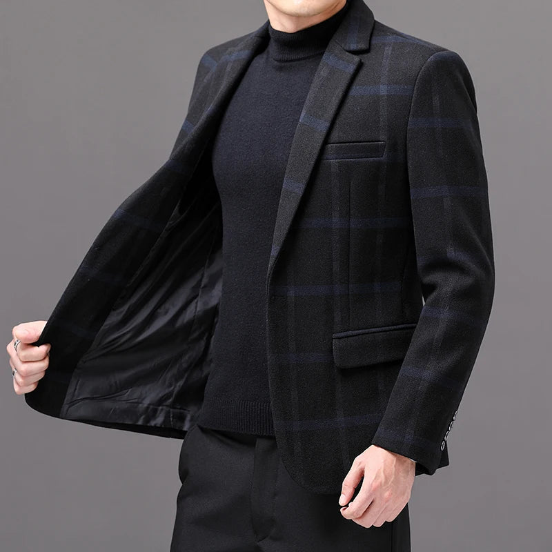 veste homme carreaux, veste homme élégante, veste homme décontractée chic, veste homme coton polyester, blazer homme à motifs