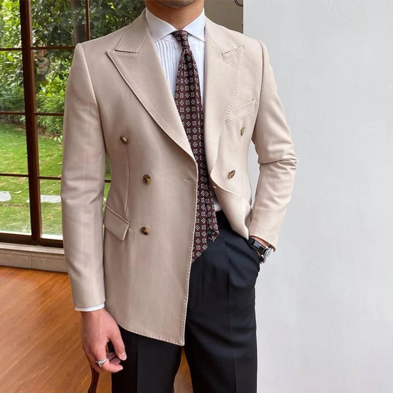 Veste croisée anglaise homme, Veste élégante homme slim fit, Vêtement formel homme Maximus, Blazer homme style britannique, Mode masculine sophistiquée