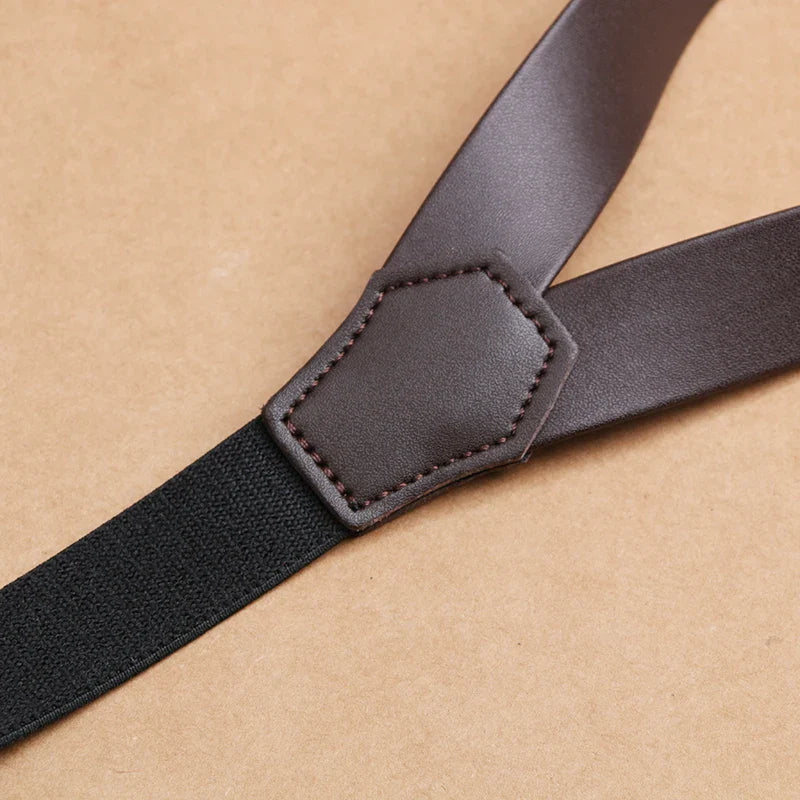 bretelles homme vintage, bretelles café, accessoire rétro homme, bretelles en cuir PU, bretelles élégantes