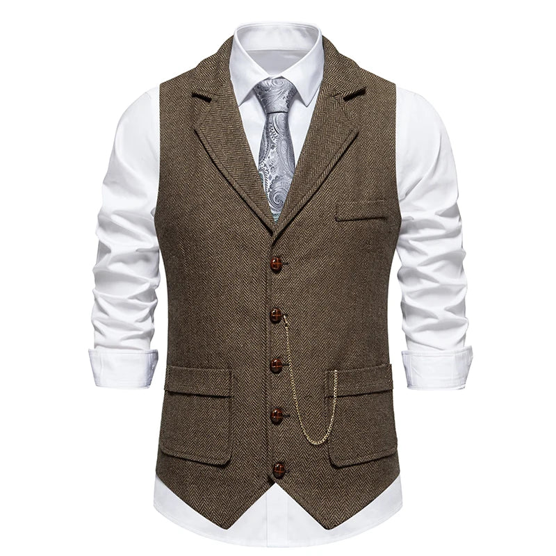 gilet homme revers, gilet homme vintage, gilet homme élégant, veste sans manches homme, gilet homme polyester