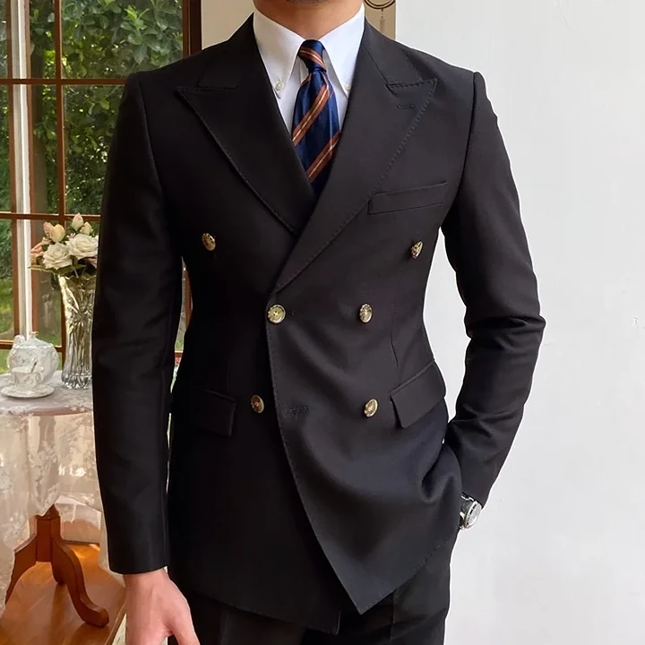 Veste croisée anglaise homme, Veste élégante homme slim fit, Vêtement formel homme Maximus, Blazer homme style britannique, Mode masculine sophistiquée