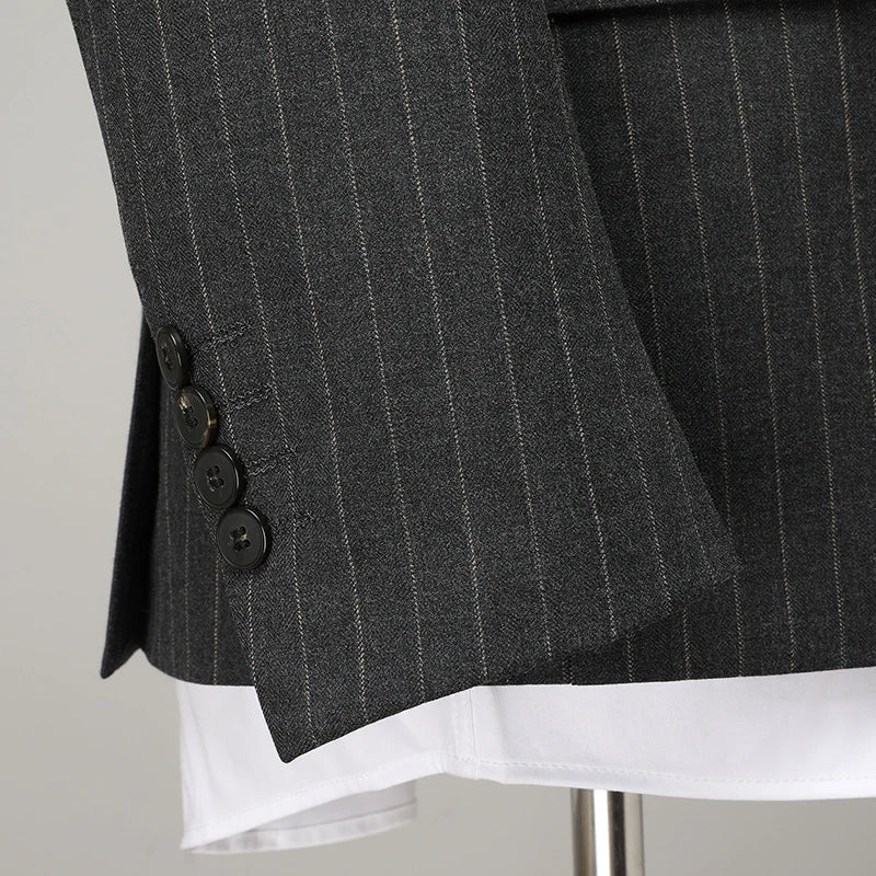 Costume Croisé Homme Rayures Craie Gris Anthracite, Costume Homme Slim, Costume Homme, Costume