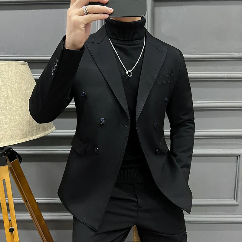 Veste Homme Croisée, Veste Élégante pour Homme, Veste Casual Chic Homme, Veste Professionnelle Homme, Veste Coton Polyester Homme