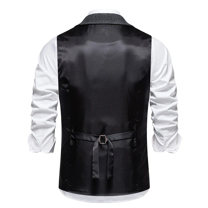 gilet homme revers, gilet homme vintage, gilet homme élégant, veste sans manches homme, gilet homme polyester