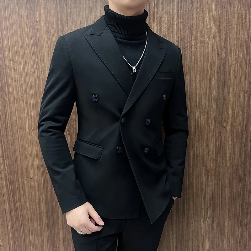 Veste Homme Croisée, Veste Élégante pour Homme, Veste Casual Chic Homme, Veste Professionnelle Homme, Veste Coton Polyester Homme