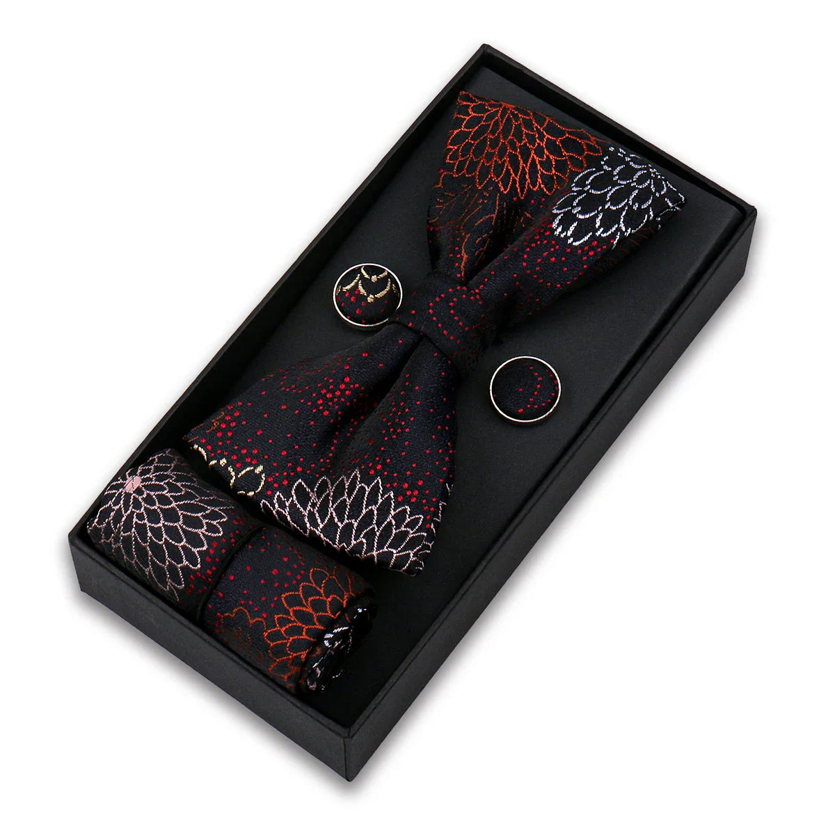 coffret cravate nœud papillon, nœud papillon imprimé, accessoire homme élégant, coffret cadeau masculin, ensemble cravate sophistiqué