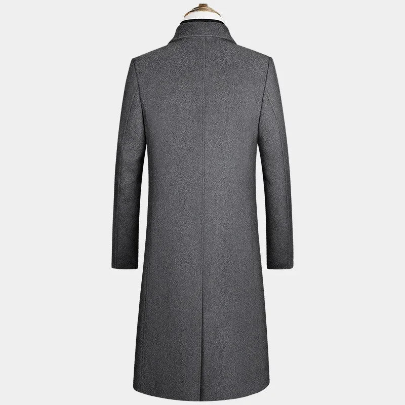 manteau long homme en laine hiver élégant, manteau chaud homme automne hiver stylé, manteau laine homme coupe longue tendance, manteau décontracté chic homme laine, manteau d’hiver homme avec doublure coton