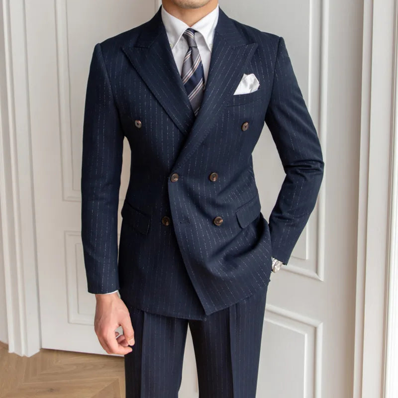 Costume à Rayures Craie, Costume Homme Slim Fit, Costume Homme Moderne, Costume Homme à Rayures, Costume Homme Complet, Costume Homme Classique, Costume Homme, Modèle de Thème
