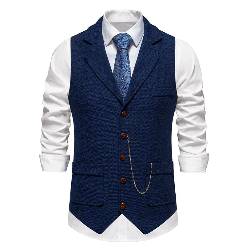 gilet homme revers, gilet homme vintage, gilet homme élégant, veste sans manches homme, gilet homme polyester