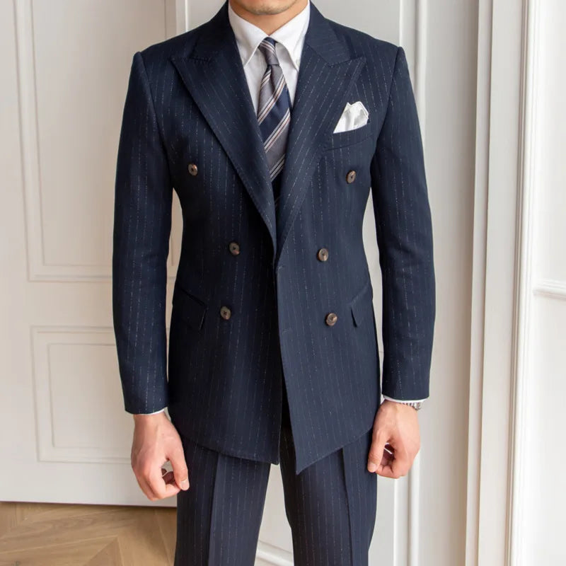 Costume à Rayures Craie, Costume Homme Slim Fit, Costume Homme Moderne, Costume Homme à Rayures, Costume Homme Complet, Costume Homme Classique, Costume Homme, Modèle de Thème