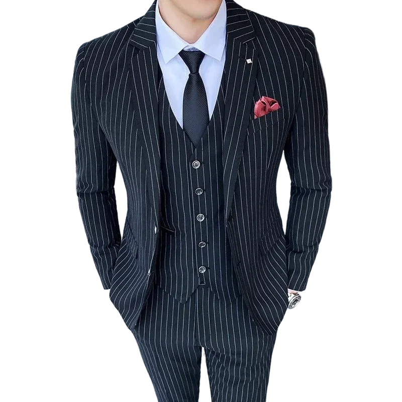 Costume 3 Pièces Rayé, costume 3 Pièces, Costume 3 Pièces Slim Fit, Costume à rayures, Costume 3 Pièces à Rayures Craie