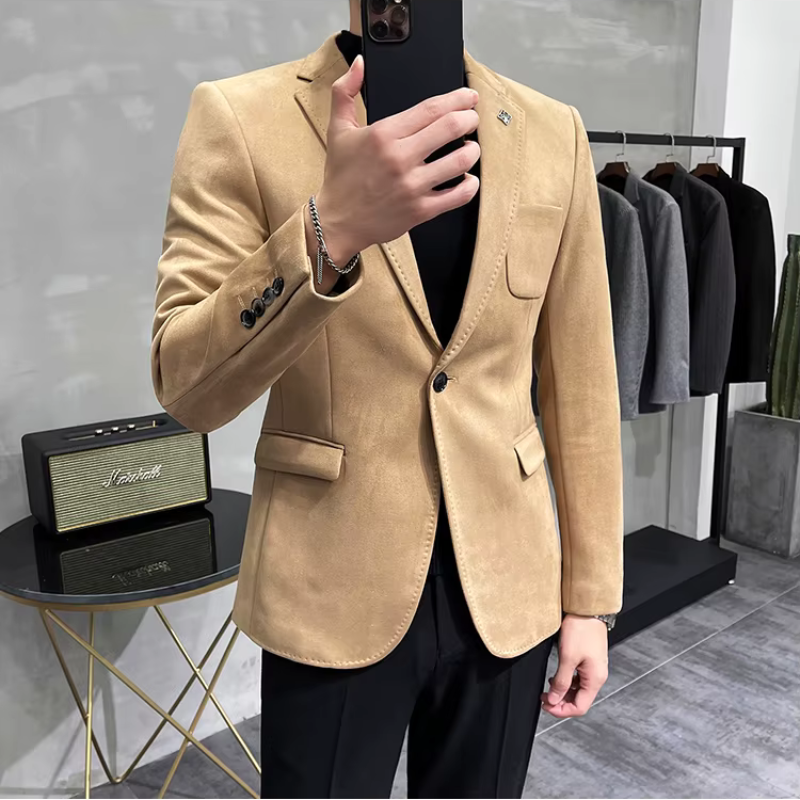 veste homme velours, veste homme style anglais, veste homme élégante, veste homme bouton unique, blazer homme toutes saisons