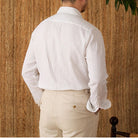 chemise habillée slim homme, chemise habillée homme en lin, chemise élégante homme, chemise en lin slim fit, chemise en lin bleue homme