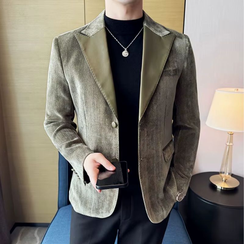 veste homme effet daim, veste homme élégante, veste homme casual chic, veste homme à revers pointe, blazer homme