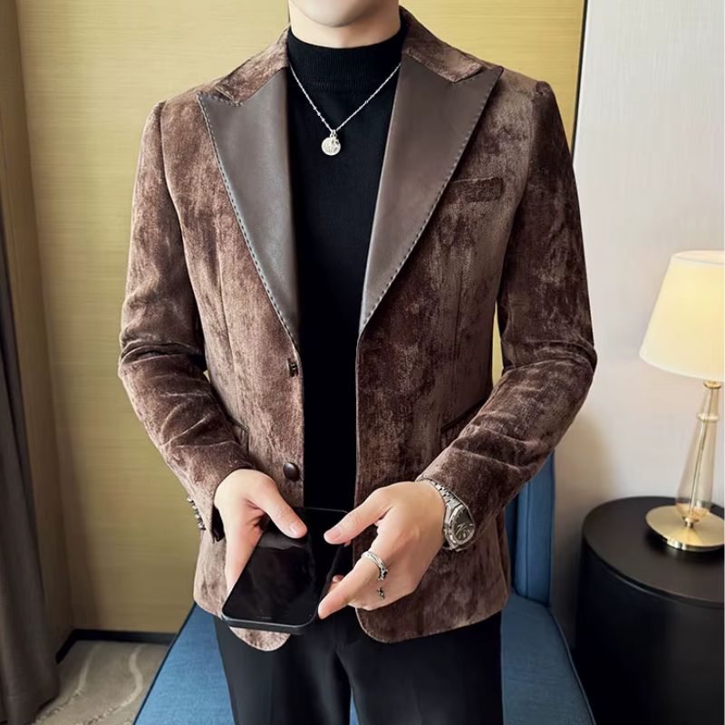 veste homme effet daim, veste homme élégante, veste homme casual chic, veste homme à revers pointe, blazer homme