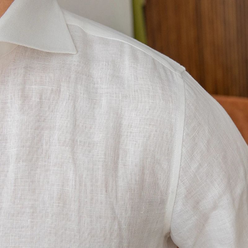chemise habillée slim homme, chemise habillée homme en lin, chemise slim fit homme, chemise élégante homme, chemise en lin bleue homme