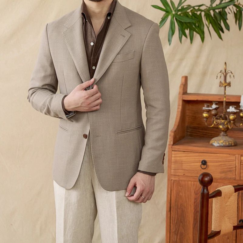 blazer homme en lin slim, blazer beige homme, blazer chic homme, blazer mariage, blazer casual chic
