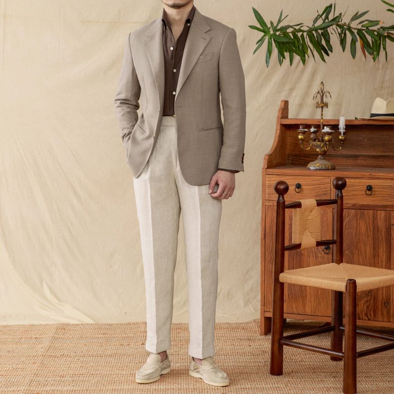 blazer homme en lin slim, blazer beige homme, blazer chic homme, blazer mariage, blazer casual chic