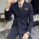 Costume, costume homme, costume croisé, costume homme à rayures craie, costume homme à rayures craie, costume homme croisé à rayures
