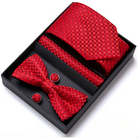 coffret cravate nœud papillon, ensemble cravate imprimée, accessoire homme de luxe, boutons de manchette en soie, coffret cadeau pour homme