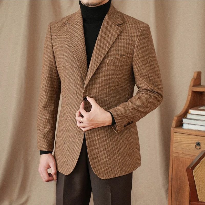 veste en laine, blazer en laine, blazer slim fit homme, blazer de cérémonie en laine, blazer marron homme