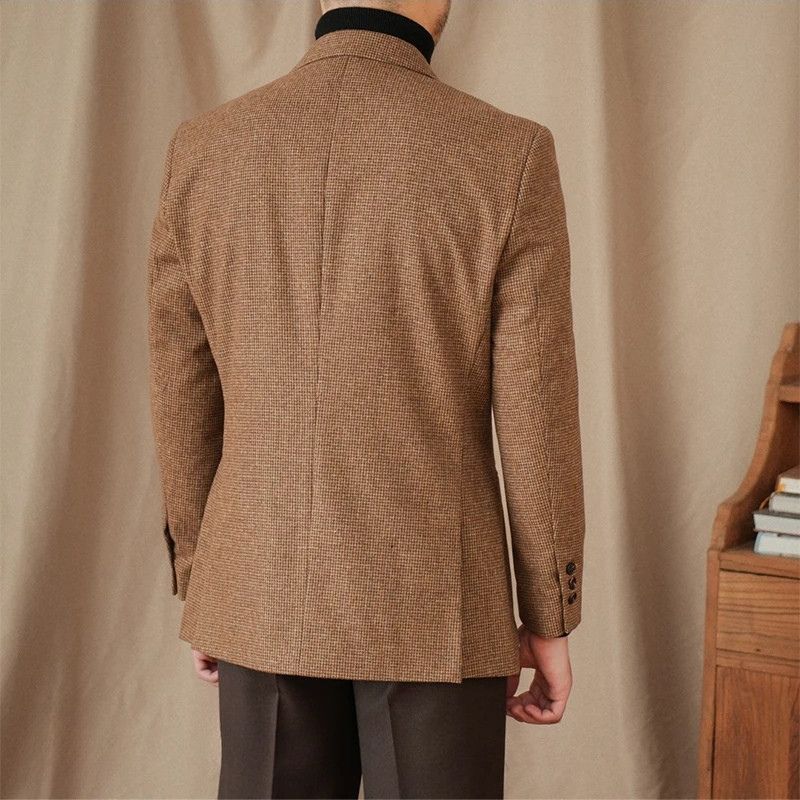 veste en laine, blazer en laine, blazer slim fit homme, blazer de cérémonie en laine, blazer marron homme