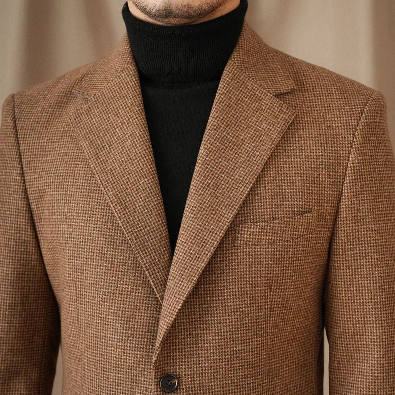 veste en laine, blazer en laine, blazer slim fit homme, blazer de cérémonie en laine, blazer marron homme