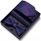 coffret cravate nœud papillon, ensemble cravate imprimée, accessoire homme de luxe, boutons de manchette en soie, coffret cadeau pour homme