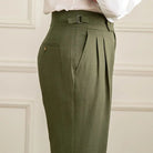 Pantalon en lin et coton, Pantalon de costume homme slim, Pantalon de tailleur à plis, Pantalon chic homme