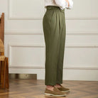 Pantalon en lin et coton, Pantalon de costume homme slim, Pantalon de tailleur à plis, Pantalon chic homme