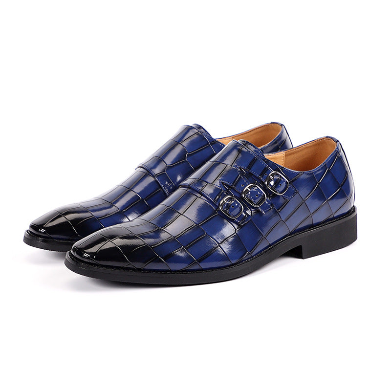 chaussure monk strap homme, chaussure homme à boucles, chaussure homme motifs croco, chaussure de ville élégante, chaussure homme bout pointu