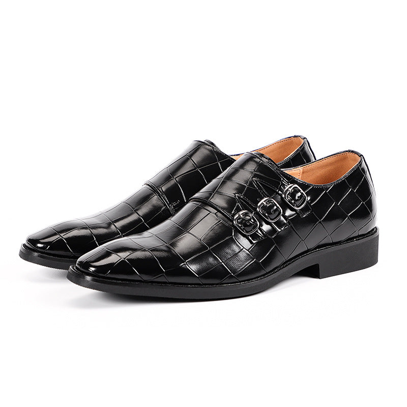 chaussure monk strap homme, chaussure homme à boucles, chaussure homme motifs croco, chaussure de ville élégante, chaussure homme bout pointu