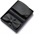 coffret cravate nœud papillon, ensemble cravate imprimée, accessoire homme de luxe, boutons de manchette en soie, coffret cadeau pour homme