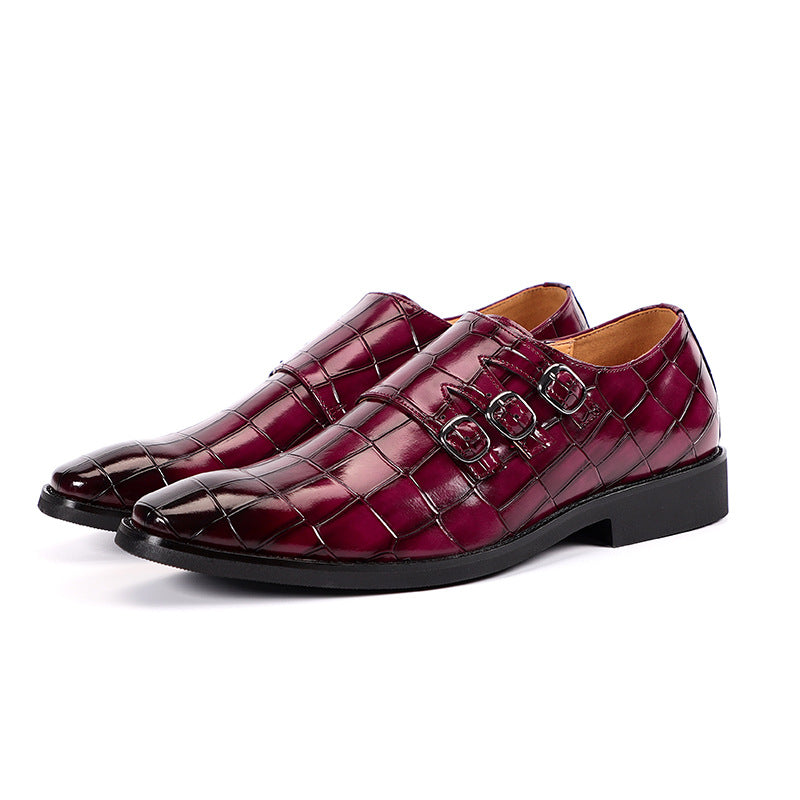 chaussure monk strap homme, chaussure homme à boucles, chaussure homme motifs croco, chaussure de ville élégante, chaussure homme bout pointu