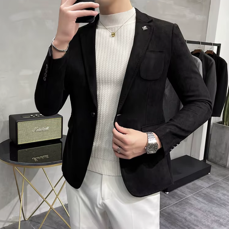 veste homme velours, veste homme style anglais, veste homme élégante, veste homme bouton unique, blazer homme toutes saisons