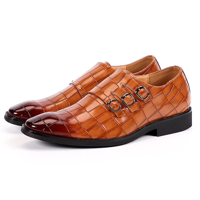 chaussure monk strap homme, chaussure homme à boucles, chaussure homme motifs croco, chaussure de ville élégante, chaussure homme bout pointu