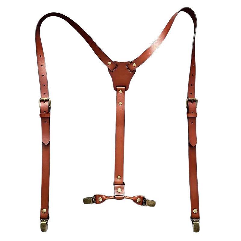 bretelles homme cuir, bretelles vintage, accessoire homme élégant, bretelles cuir véritable, bretelles classiques