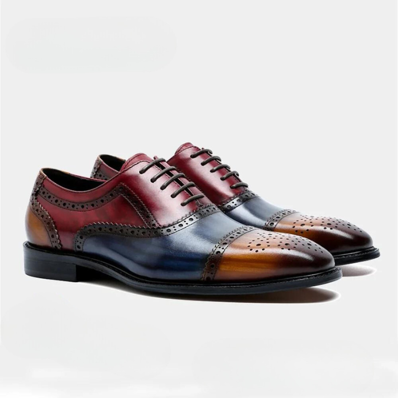 chaussure homme tricolore, chaussure en cuir homme, chaussure de ville moderne, chaussure formelle élégante, chaussure de luxe homme