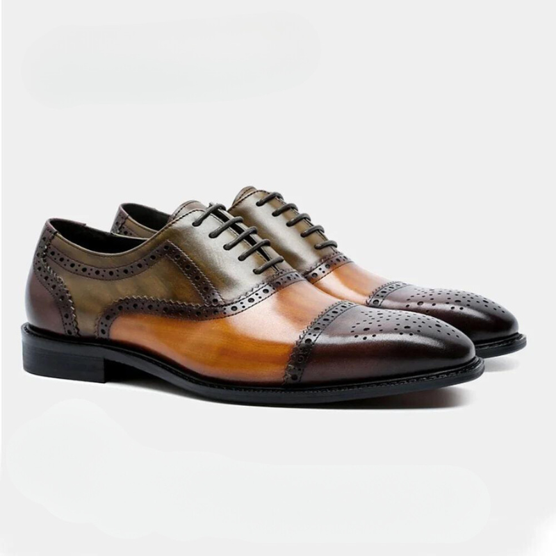 chaussure homme tricolore, chaussure en cuir homme, chaussure de ville moderne, chaussure formelle élégante, chaussure de luxe homme