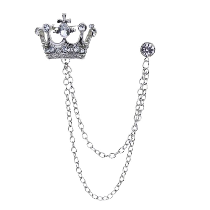 broche homme couronne, broche costume chaîne, accessoire homme luxe, broche élégante, bijou homme royal