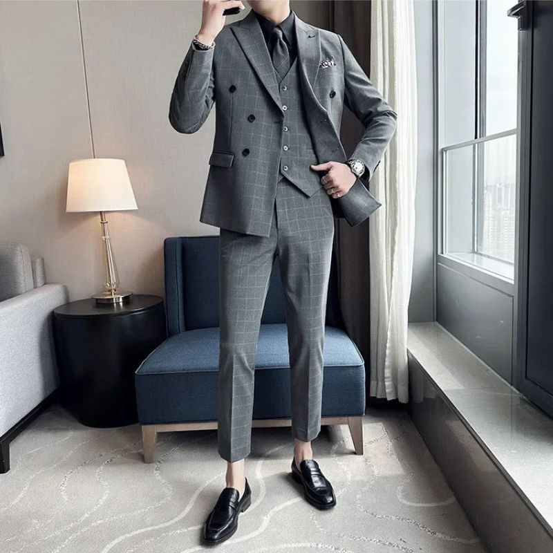 Costume Croisé 3 Pièces, Costume Croisé, Costume Homme à Carreaux, Costume Homme Slim Fit, Costume Homme Slim, Costume Homme Moderne, Costume Homme Complet, Costume Homme, Costume, Costume 3 Pièces