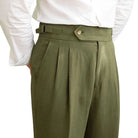 Pantalon en lin et coton, Pantalon de costume homme slim, Pantalon de tailleur à plis, Pantalon chic homme







