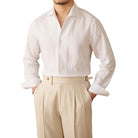 chemise habillée slim homme, chemise habillée homme en lin, chemise élégante homme, chemise en lin slim fit, chemise en lin bleue homme
