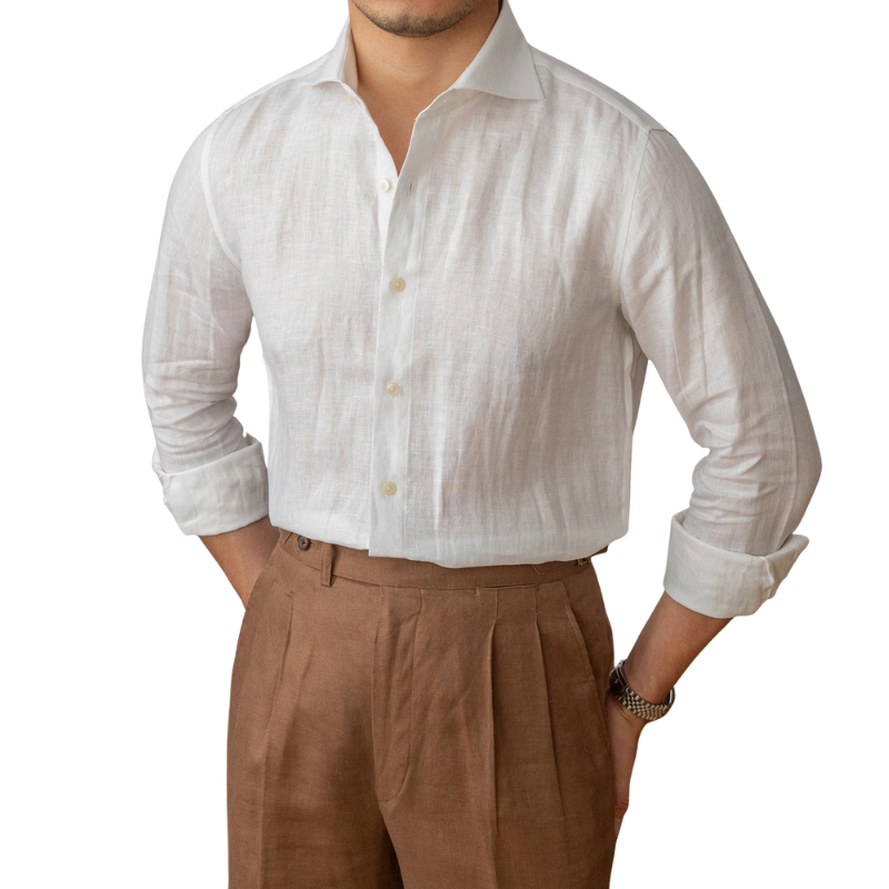 chemise habillée slim homme, chemise habillée homme en lin, chemise slim fit homme, chemise élégante homme, chemise en lin bleue homme