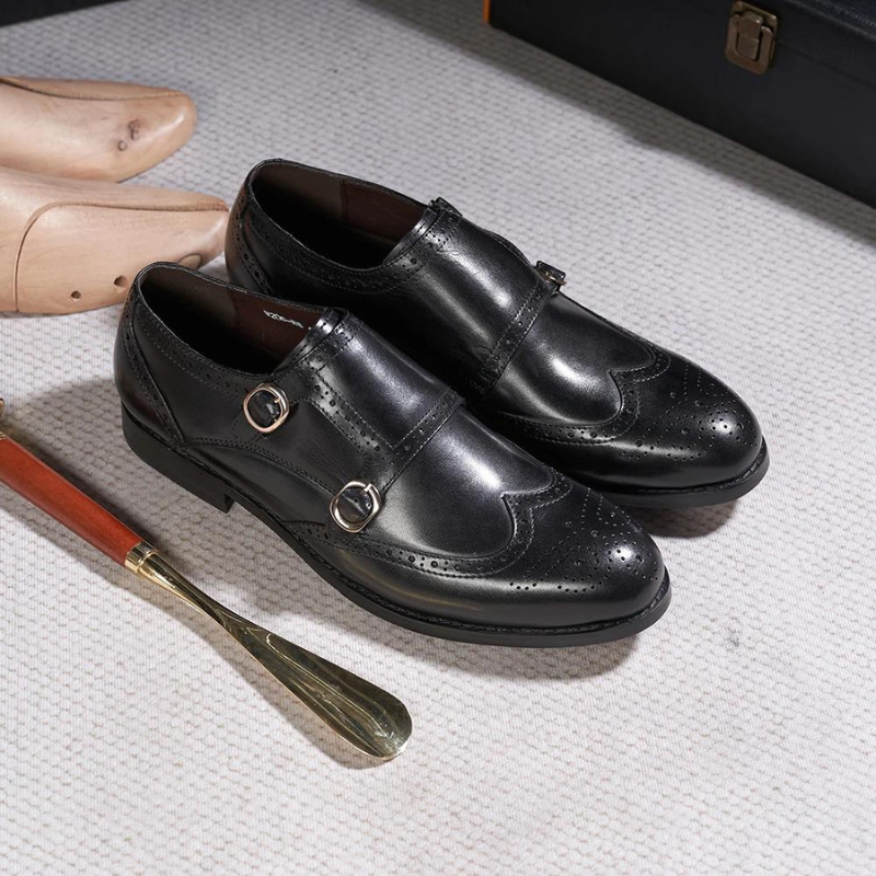 chaussure double monk strap, chaussure brogue homme, chaussure homme marron, chaussure de ville élégante, chaussure homme à boucles