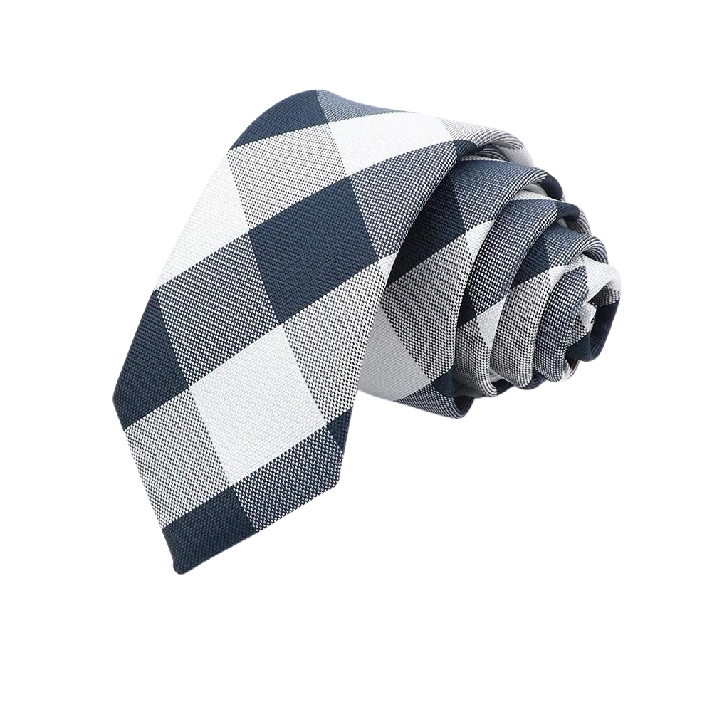 cravate à carreaux, cravate en polyester, accessoire homme élégant, cravate pour occasions spéciales, cravate polyvalente