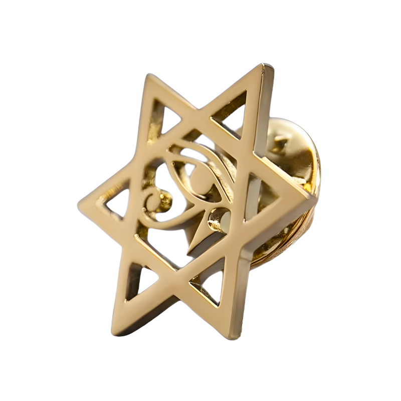 broche homme, broche étoile de david, accessoire costume argenté, broche élégante, bijou homme formel